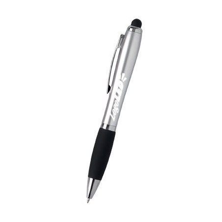 SILVER PLASTIC PEN LOGOLED