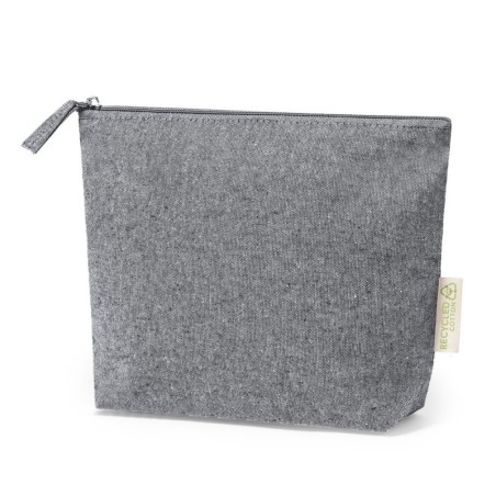 BLACK RECYCLED-COTTON TOILETRY BAG PLAUM