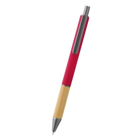 RED PLASTIC PEN WITH BAMBOO NALONA 