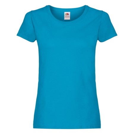 T-SHIRT 100 % COTON MANCHES COURTES ORIGINAL FEMME COULEUR  CYAN- L