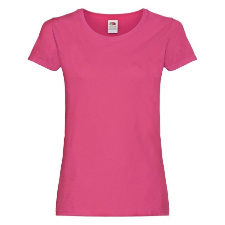 T-SHIRT 100 % COTON MANCHES COURTES ORIGINAL FEMME COULEUR  FUCHSIA- L