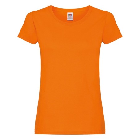 T-SHIRT 100 % COTON MANCHES COURTES ORIGINAL FEMME COULEUR  ORANGE- L