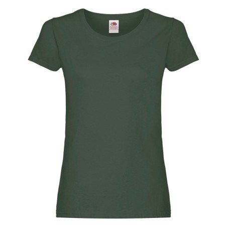 T-SHIRT 100 % COTON MANCHES COURTES ORIGINAL FEMME COULEUR  VERT FONCÉ- L