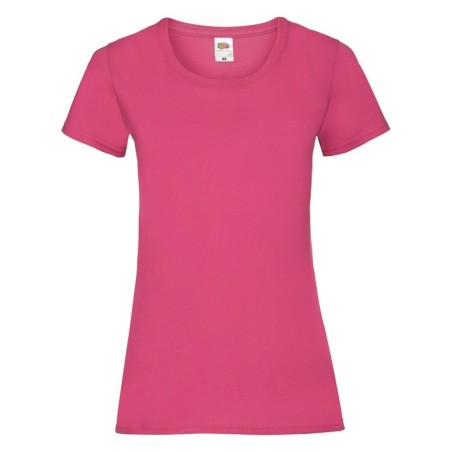 T-SHIRT 100 % COTON MANCHES COURTES VALUE T FEMME COULEUR FUCHSIA- L