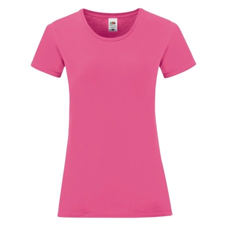 T-SHIRT 100 % COTON MANCHES COURTES ICONIC FEMME COULEUR FUCHSIA- L