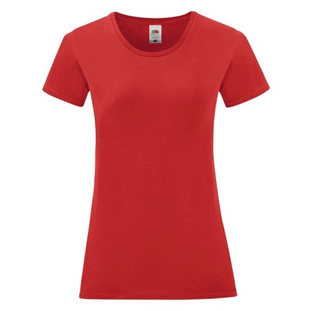 T-SHIRT 100 % COTON MANCHES COURTES ICONIC FEMME COULEUR ROUGE- L