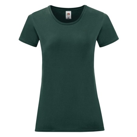 T-SHIRT 100 % COTON MANCHES COURTES ICONIC FEMME COULEUR VERT FONCÉ- L