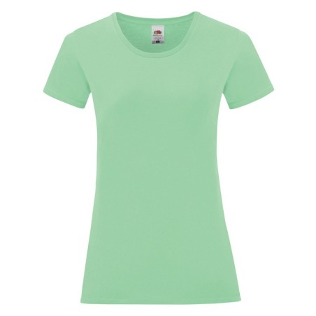 T-SHIRT 100 % COTON MANCHES COURTES ICONIC FEMME COULEUR VERT CLAIR- L