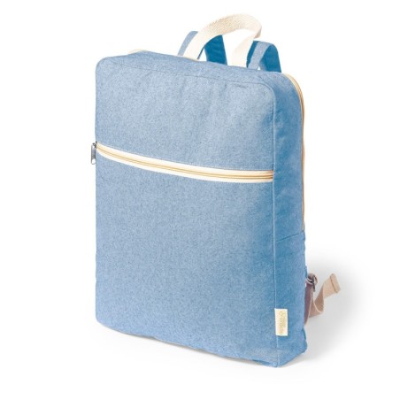 BLUE RECYCLED-COTTON BACKPACK