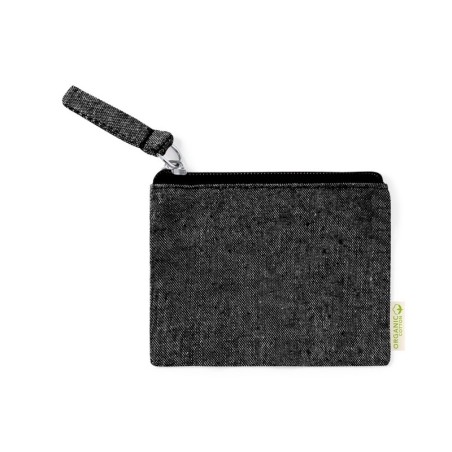 BLACK 100% RECYCLED-COTTON COIN PURSE FONTIX