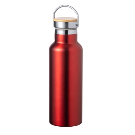 RED 500 ml BAMBOO/STAINLESS-STEEL BOTTLE NAXEL