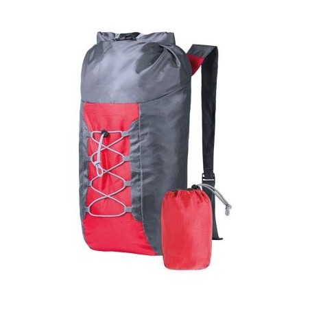 RED POLYESTER 210T FOLDABLE DRAWSTRING BAG HEDUX