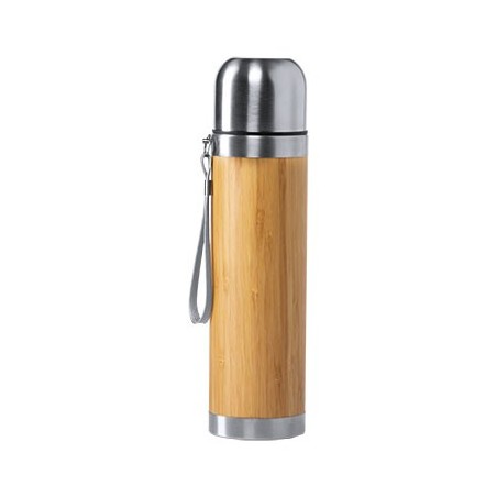 TERMO BAMBÚ/ACERO INOX TIAKY PLATA 430ML