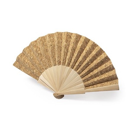 WOOD/NATURAL CORK HAND FAN KASOL