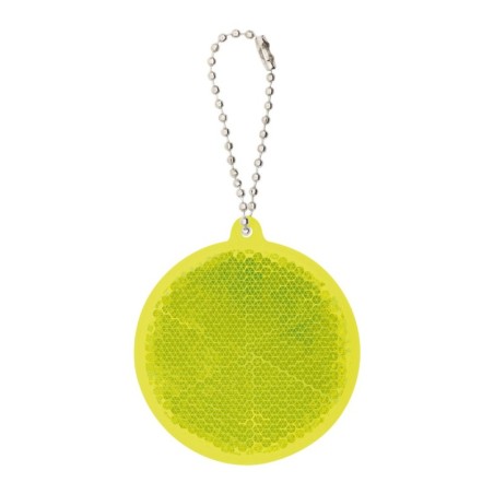 YELLOW PVC REFLECTIVE KEYRING SNAPY ROUND