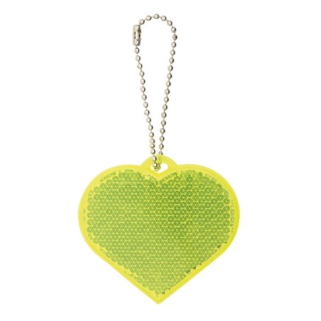 YELLOW PVC REFLECTIVE KEYRING SNAPY HEART