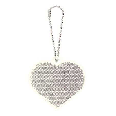 WHITE PVC REFLECTIVE KEYRING SNAPY HEART