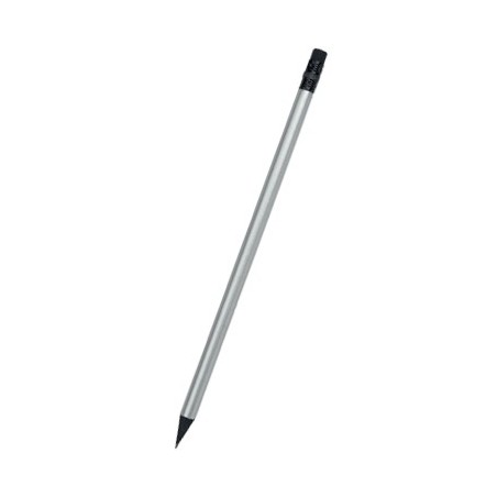 SILVER ROUND BLACK WOODEN PENCIL WITH ERASER LADER