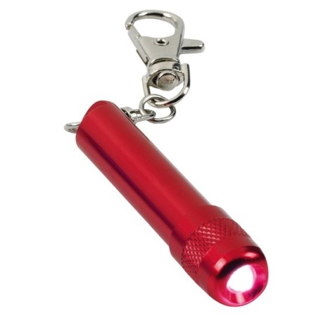 RED ALUMINIUM KEYRING TORCH HOOK