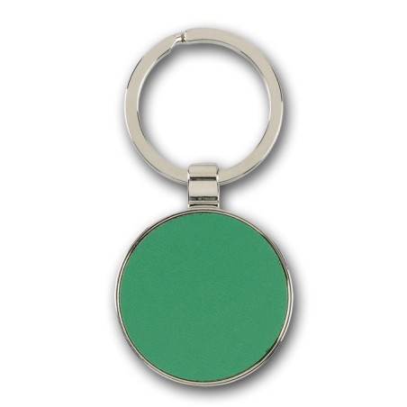 GREEN METAL-LEATHER IMITATION KEY RING TRAFFIC