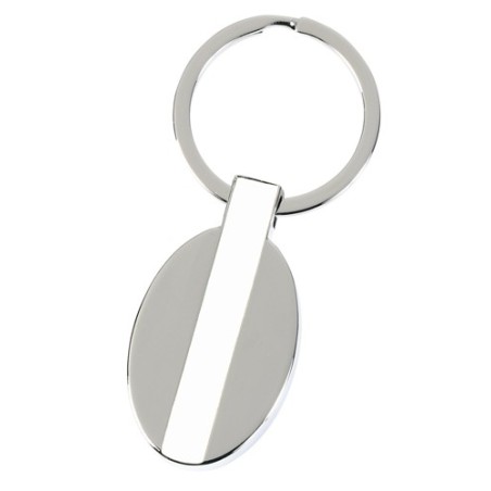 WHITE METALLIC KEY RING LOTUS