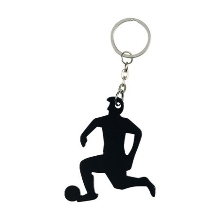 BLACK ALUMINIUM KEY RING FOOTBALL