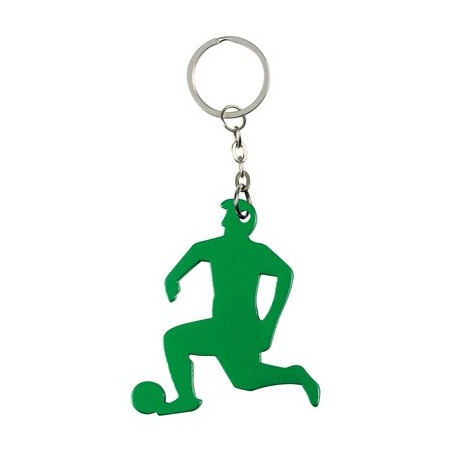 GREEN ALUMINIUM KEY RING FOOTBALL