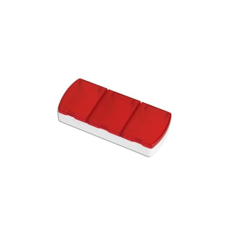 RED PLASTIC PILLBOX TRIS