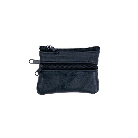 BLACK LEATHER PURSE ZIPPER