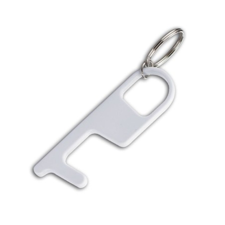 WHITE PLASTIC KEYRING ANTICONTACT GUNNY