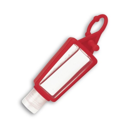 BOUTEILLE MUSTY POUR GEL AVEC ATTACHE  EN SILICONE ROUGE