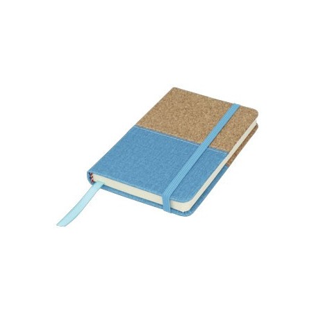 BLUE NOTEPAD. POLYESTER / CORK. 96 SHEETS. TENDER