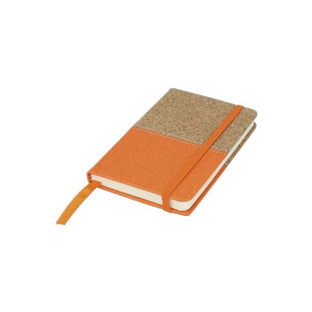 ORANGE NOTEPAD. POLYESTER / CORK. 96 SHEETS. TENDER