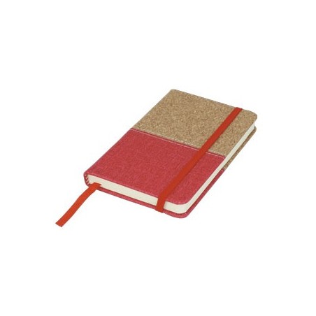 RED NOTEPAD. POLYESTER / CORK. 96 SHEETS. TENDER