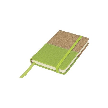 GREEN NOTEPAD. POLYESTER / CORK. 96 SHEETS. TENDER