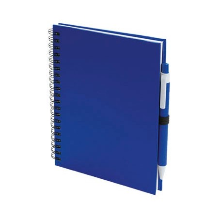 CADERNO E ESFEROGRAFICA. CARTAO RECICLADO. 70 FOLHAS. KOGUEL AZUL