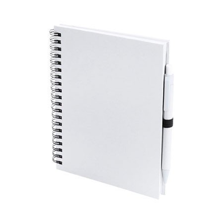 CADERNO E ESFEROGRAFICA. CARTAO RECICLADO. 70 FOLHAS. KOGUEL BRANCO