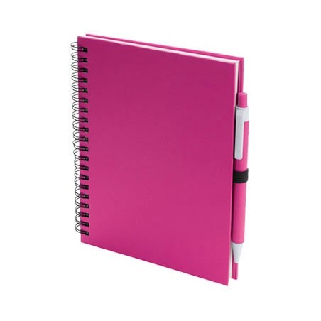 CADERNO E ESFEROGRAFICA. CARTAO RECICLADO. 70 FOLHAS. KOGUEL FUCSIA