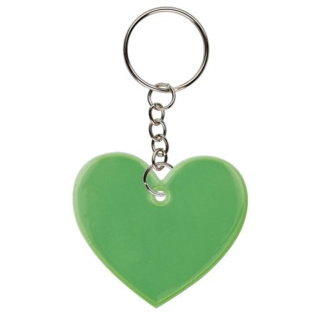 GREEN REFLECTIVE HEART KERYRING FRIZY