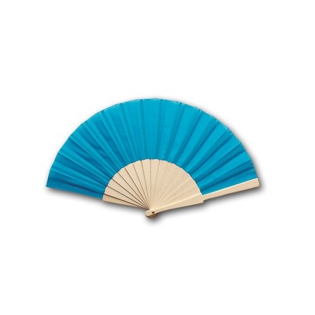 CYAN BLUE WOODEN HAND FAN LOVE