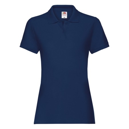 POLO MANCHES COURTES POLO PREMIUM FEMME BLEU MARINE - L