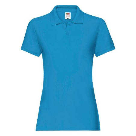 POLO MANCHES COURTES POLO PREMIUM FEMME CYAN- L