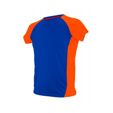 TEE-SHIRT TECHNIQUE RUN&PRO ORANGE / BLEU L BLEU MARINE