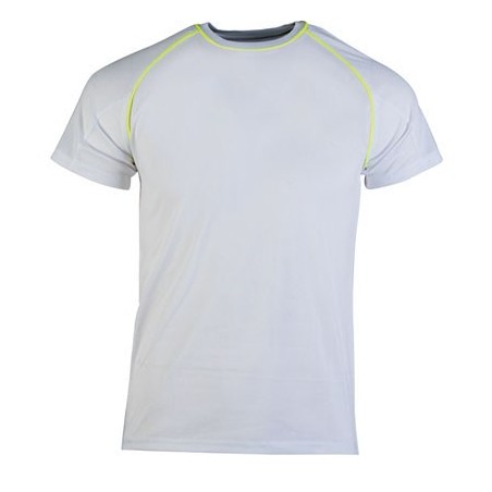 CAMISETA TÉCNICA TEKNO 140 GRS BLANCO CON AMARILLO FLUOR TALLA L