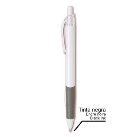 BOLIGRAFO PLASTICO PUPIL BLANCO TINTA NEGRA