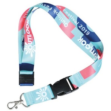 LANYARD SULFO SUBLIMACIÓN 25 X 450 MM ENGANCHE METÁLICO + CLICK CLACK + CIERRE SEGURIDAD