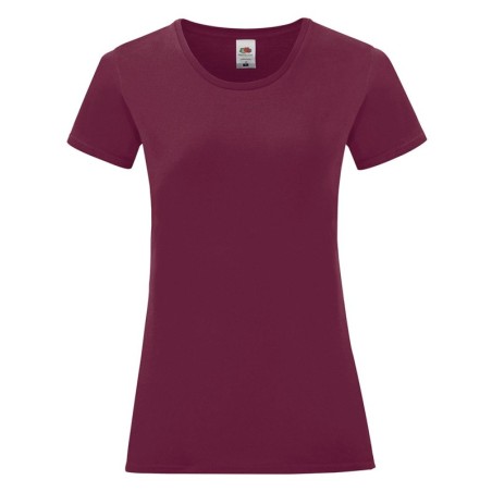 T-SHIRT 100 % COTON MANCHES COURTES ICONIC FEMME COULEUR BORDEAUX- L